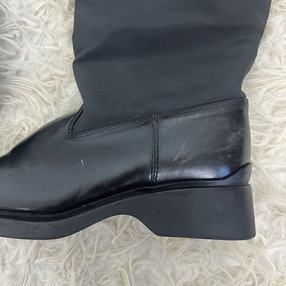 Bootalinos Vintage Women's Midcalf Black Block Heel Boots Leather Canvas Sz 7.5 - Picture 2 of 12